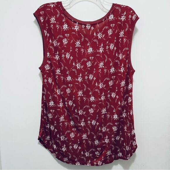LOFT Burgundy Floral Sleeveless Top XL NWT - Picture 3 of 5